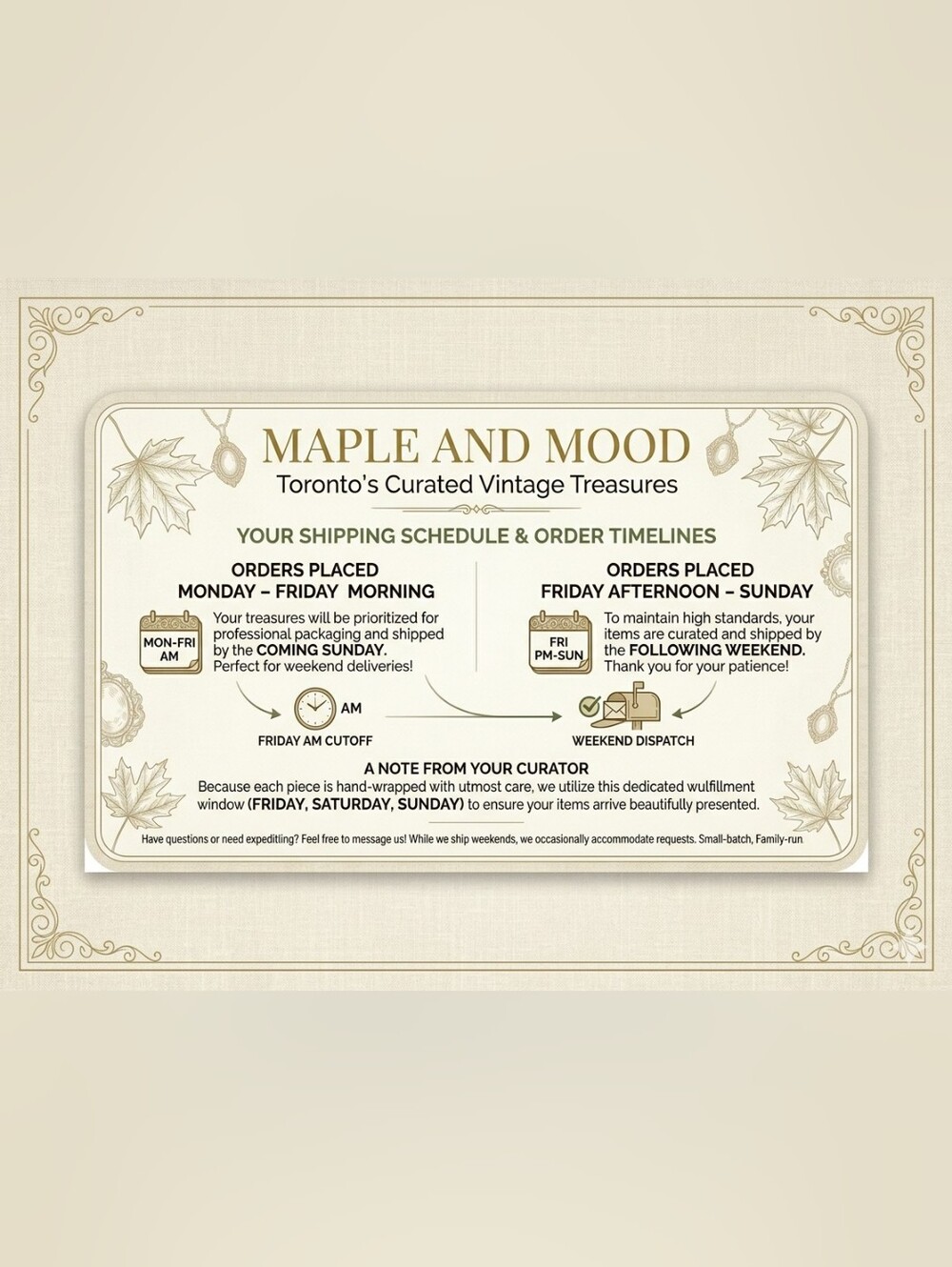 Maple and Mood Shipping Policy